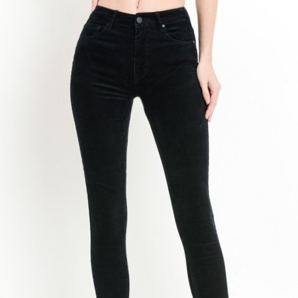 Black Classic high waist corduroy skinny pants